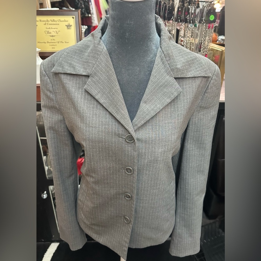 Hennes Collection sz 12 gray with pinstripes blazer
